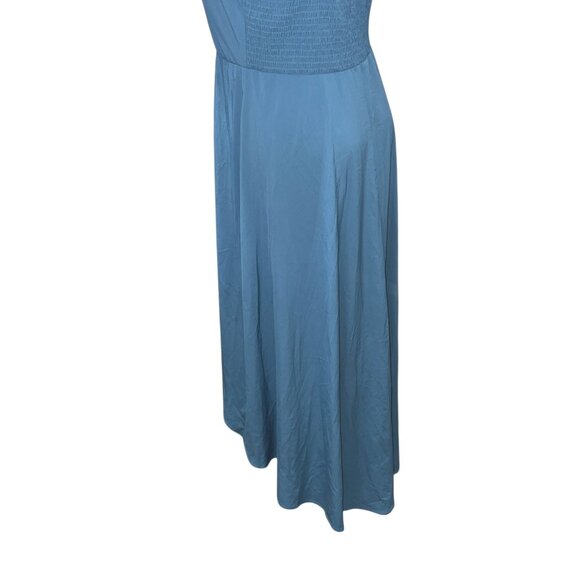 Halara Breezeful Strappy Backless Shirred Midi Assymetriacal Hem Dress Sz XL Blu - Picture 10 of 16